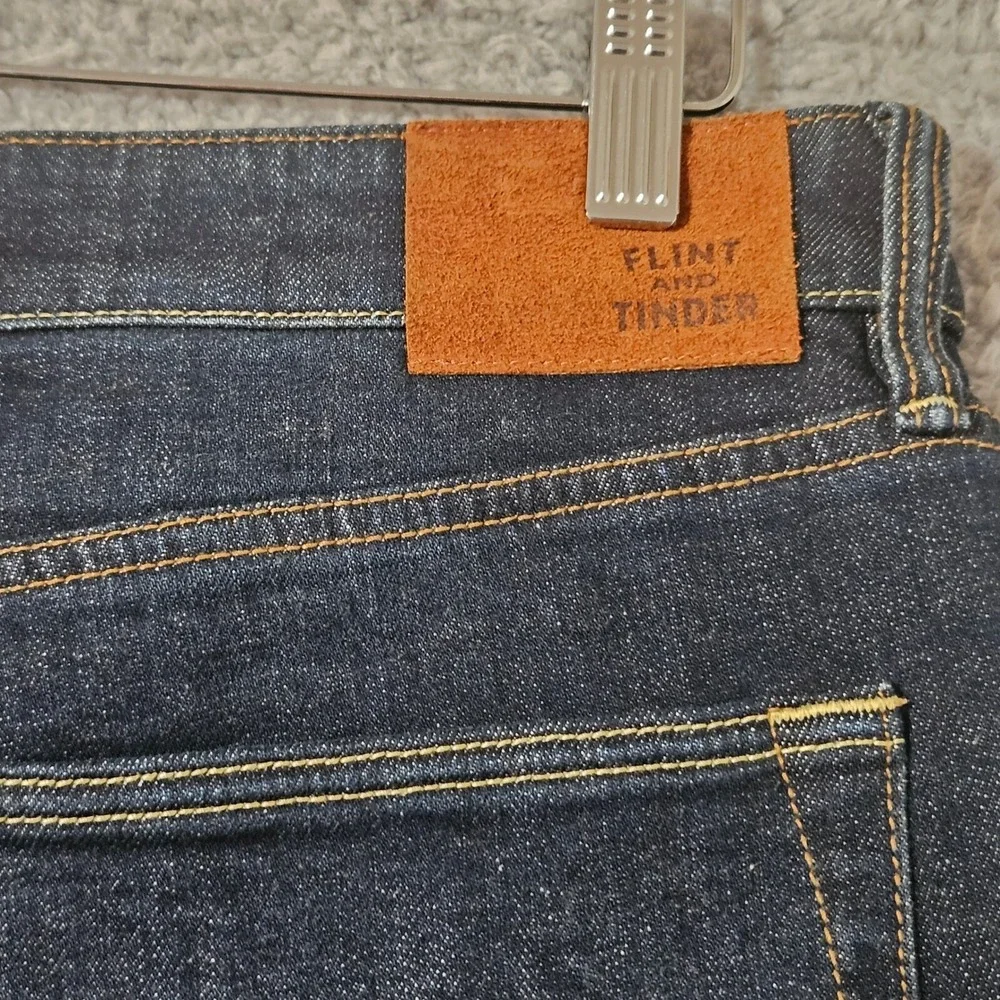 Flint & Tinder Selvedge Denim Dark Blue Jeans Slim Fit Men's Size 34 x 36‎